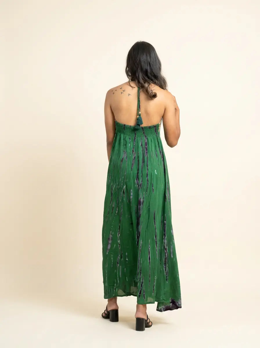 Cotton Jute Halter Maxi Dress Himalore