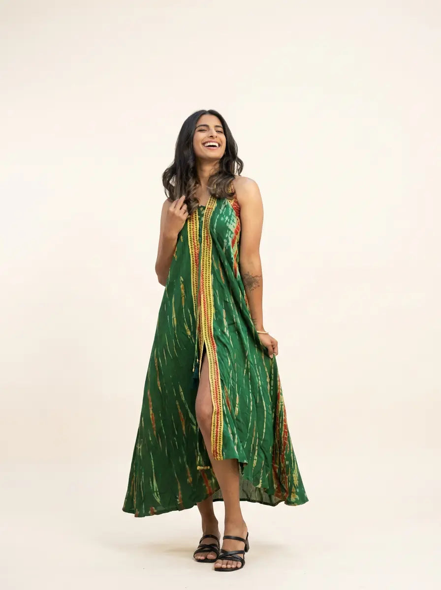 Cotton Jute Halter Maxi Dress Himalore