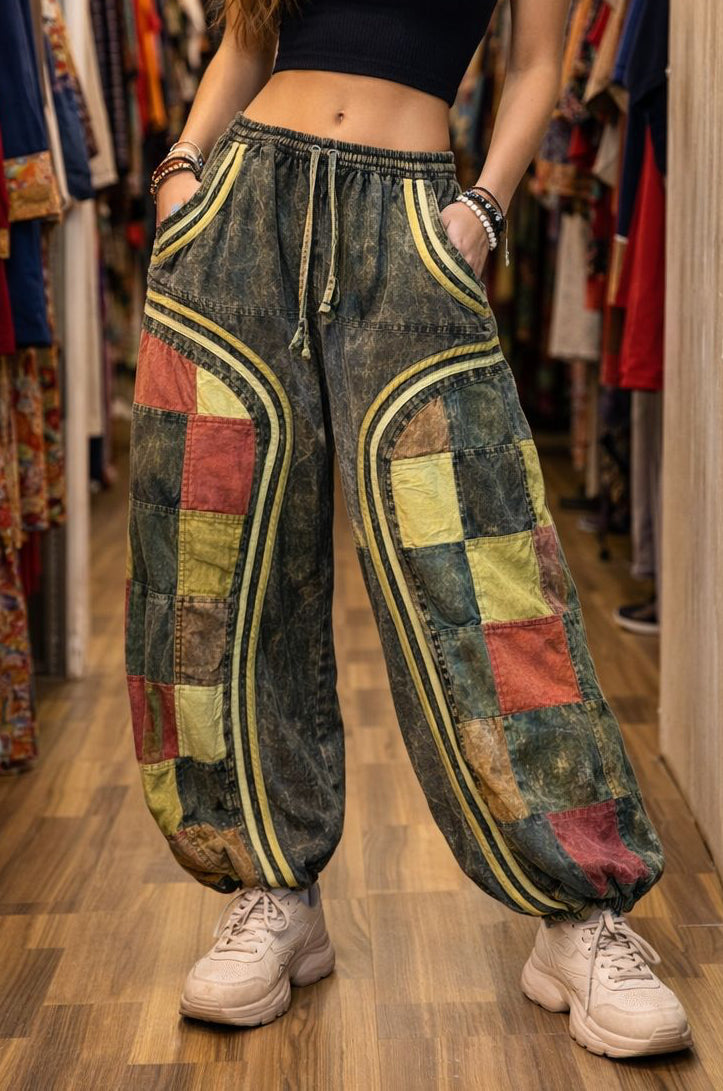 Unisex Patchwork Harem Pants