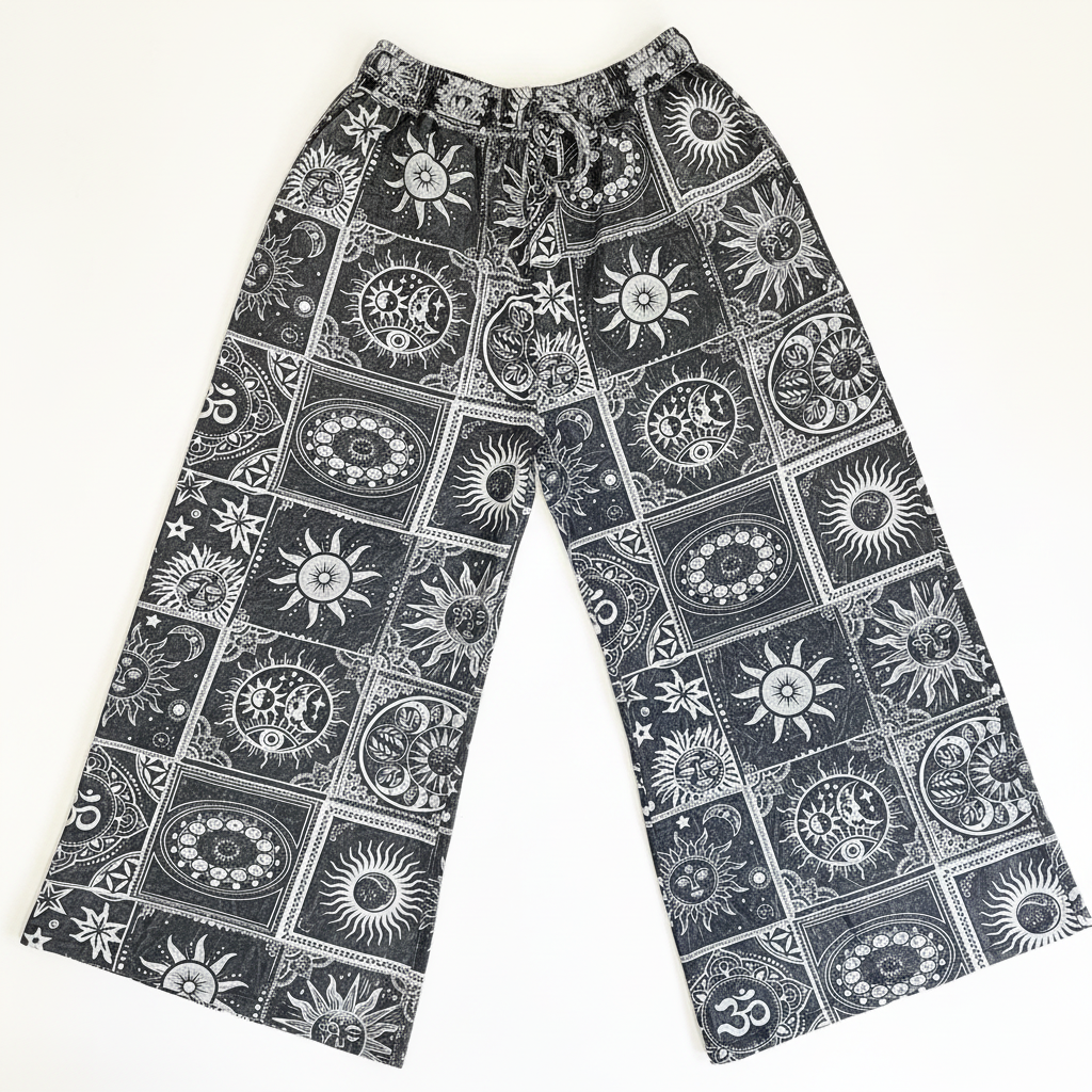 Black Celestial Pants Flat-lay - White Background