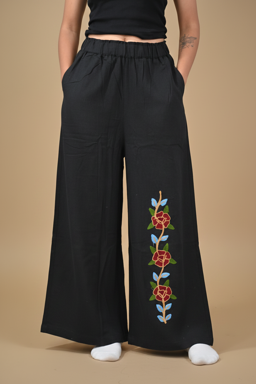 Black Embroidered Pants