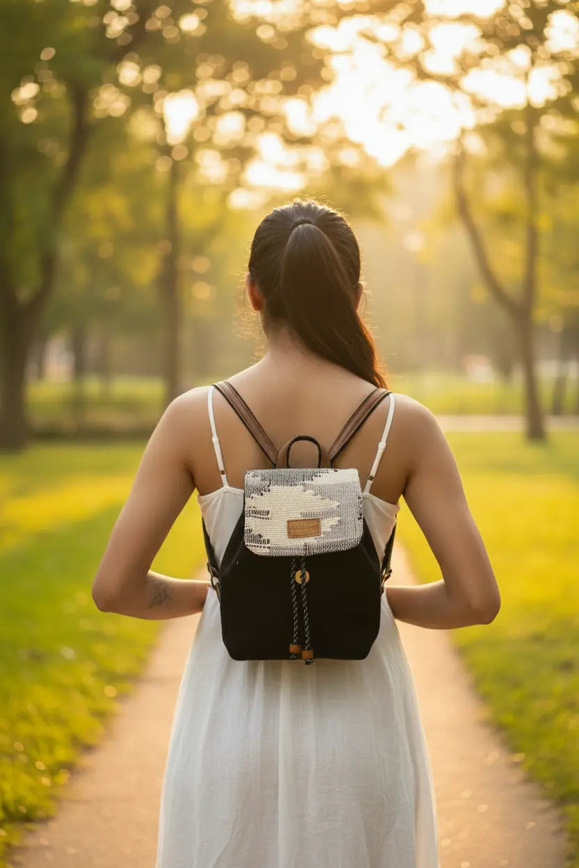 Black Mini Backpack – Elegant Model Editorial