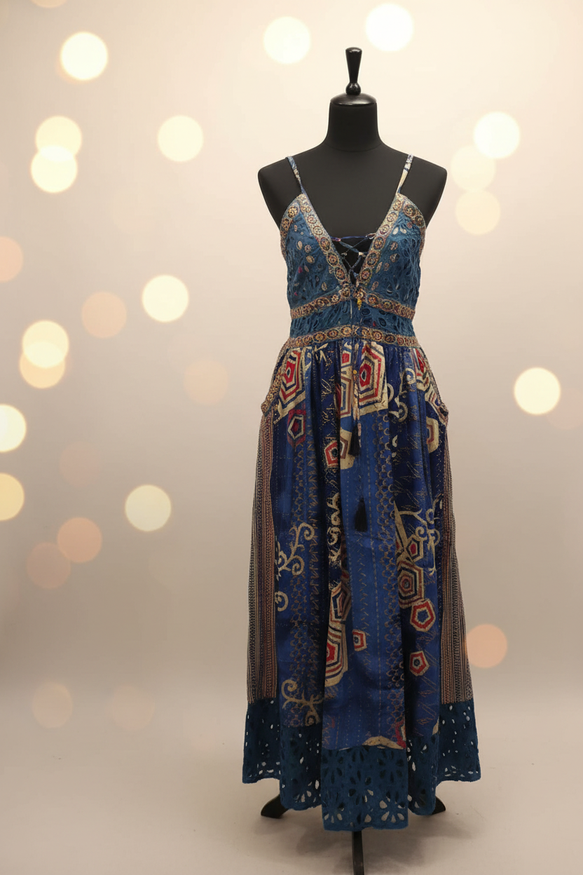 Blue Bohemian Maxi Dress – Mannequin Studio Shot