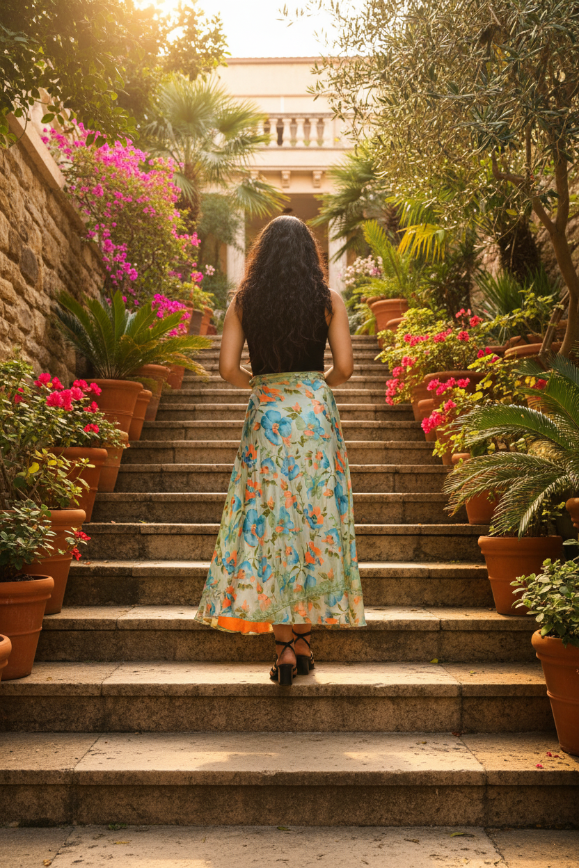 Blue-Green Watercolour Floral – Back Lifestyle