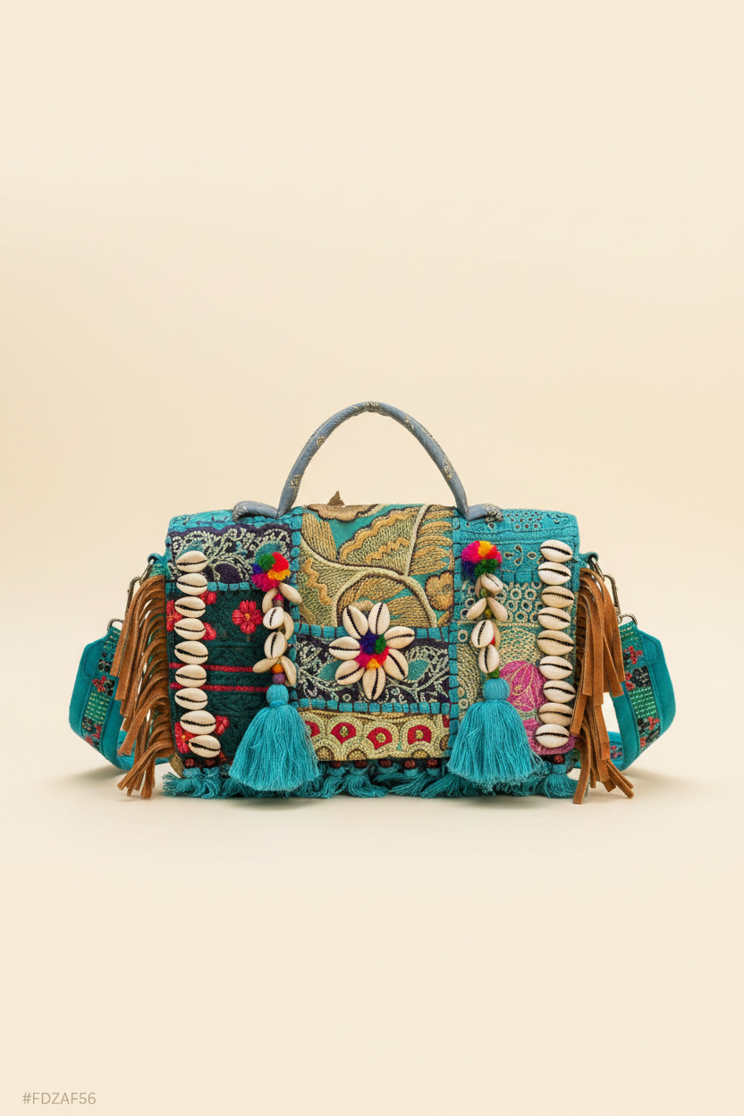 Cowrie Shell Bag – Teal Studio