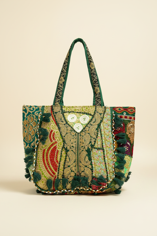 Green Patchwork Tote – Studio Back