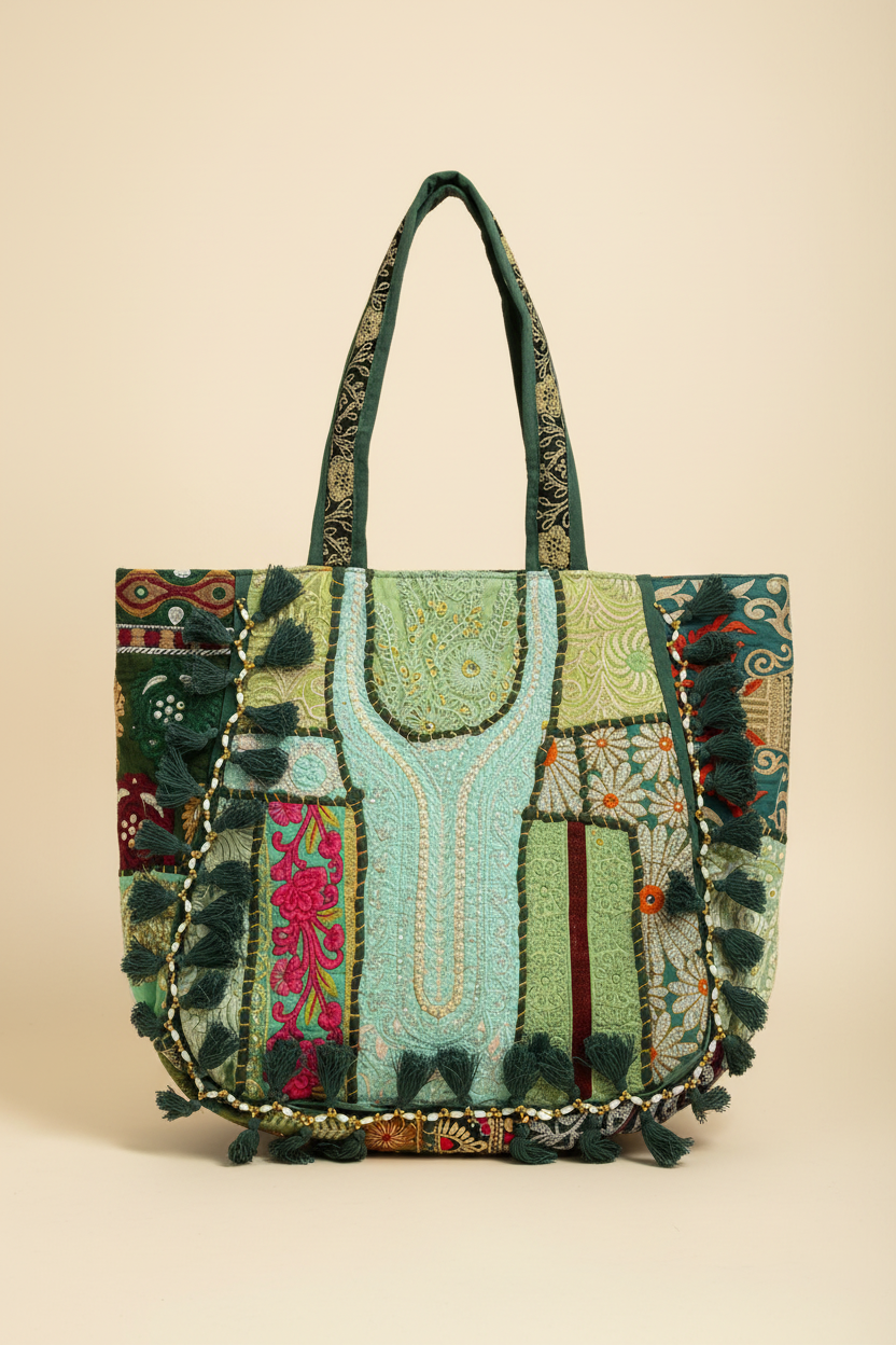 Green Patchwork Tote – Studio