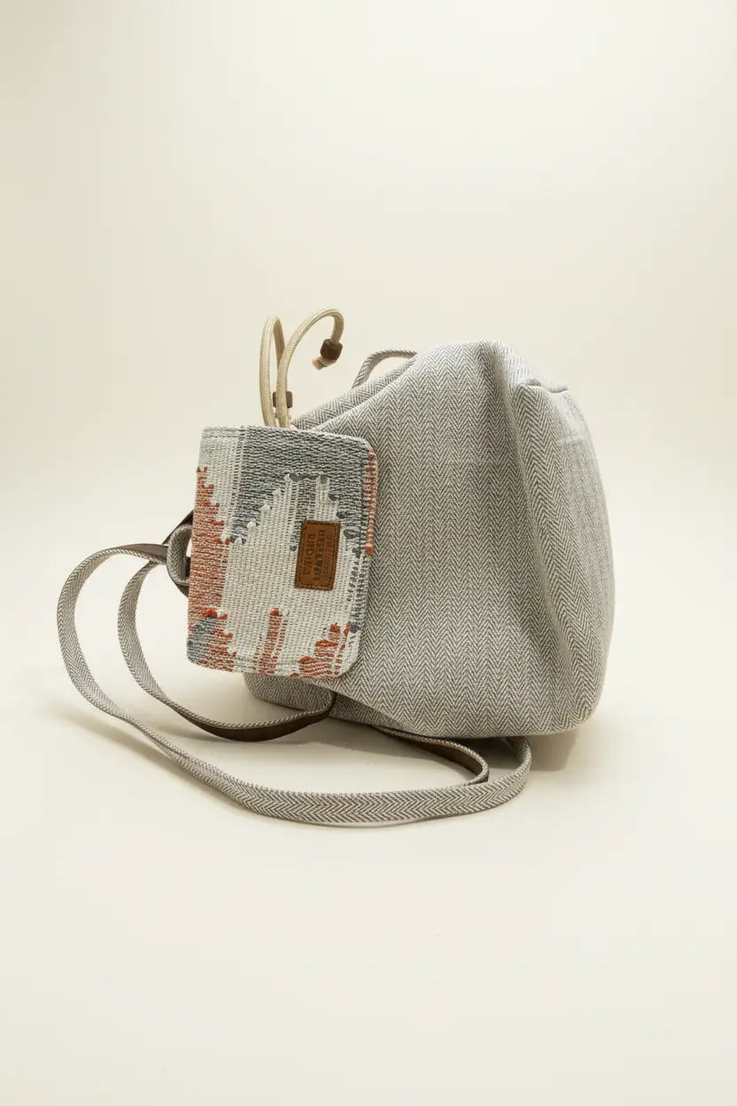 Grey Cream Herringbone Mini Backpack – Studio