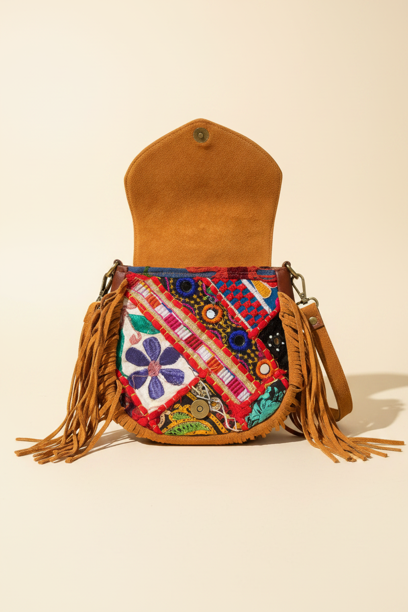 Leather Patchwork Crossbody – Flap Open Studio