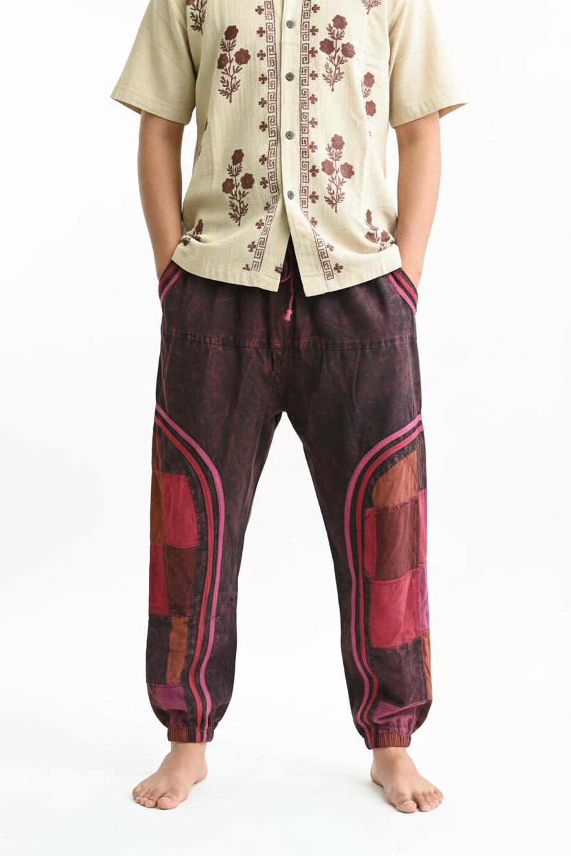 Men's Patchwork Harem Pants - Studio with Shirt