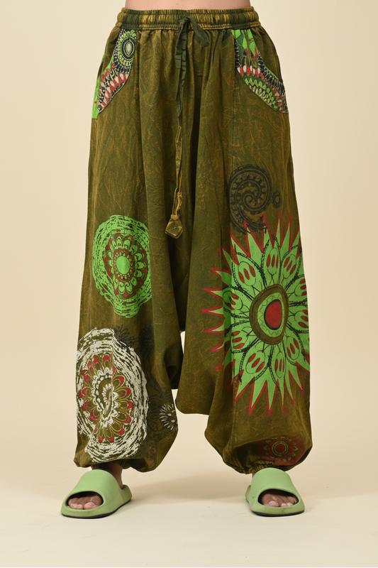 Olive Green Harem Pants - Waist Down