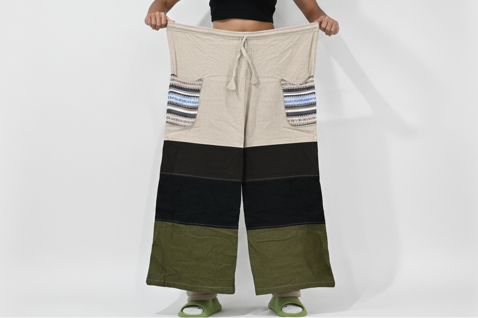 Patchwork Wide-Leg Pants – Width Display White Studio