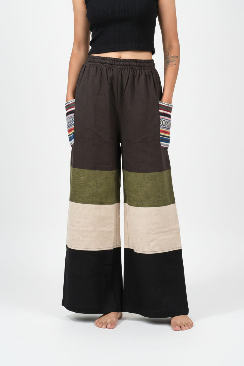 Patchwork Wide-Leg Pants – Zoomed White Studio