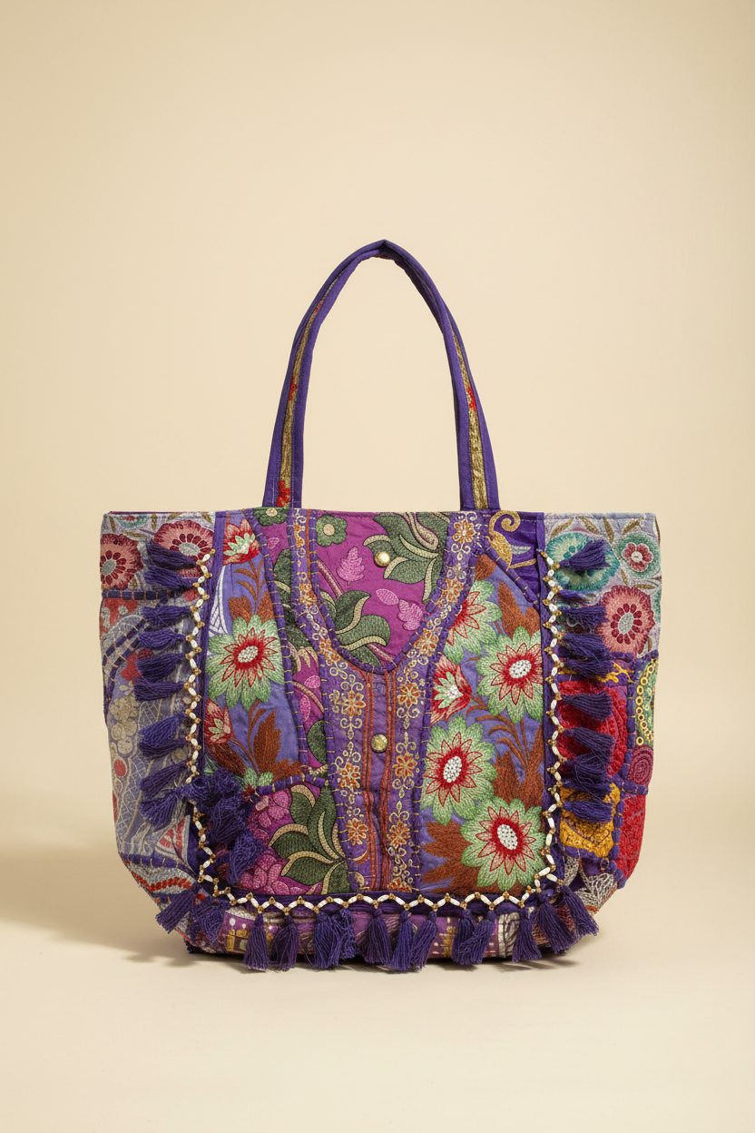 Purple Patchwork Tote – Studio Back