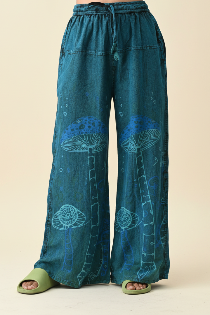 Teal Mushroom Pants - Studio Retry