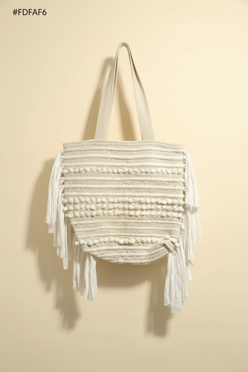 White Pom-Pom Tote – Studio